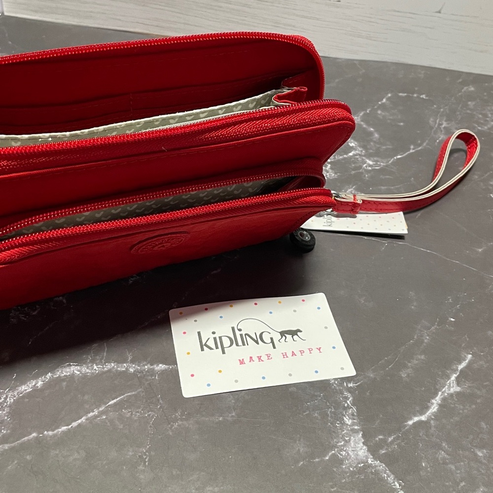 NWT Kipling Imogen Cherry Red Zip Around Wallet π π - Picture 9 of 14